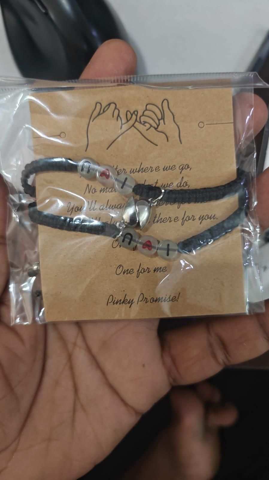 2pcs Couple Glow In The Dark Bead Decor Bracelet Men & Women