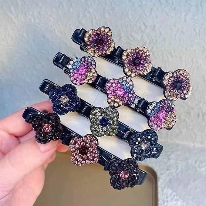 Crystal Stone Braided Hair Clips Pack of 2